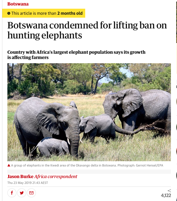 Botswana condemned for lifting hunting ban on elephants