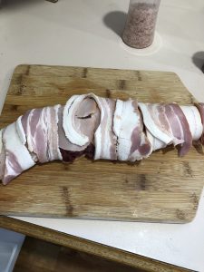 Bacon wrapped rabbit