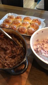 Pulled venison with sliders