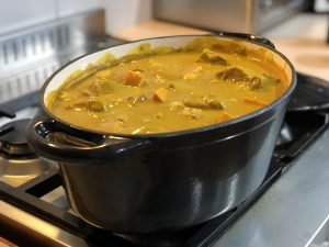 Slow cooked curry with venison neck